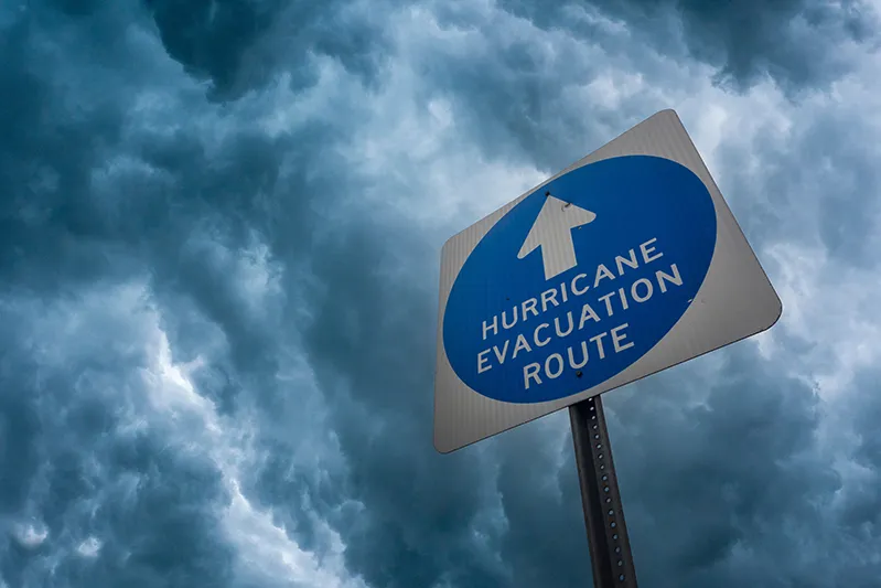 Evacuation sign Hurricane evacuation sign in Florida